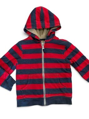 Hanna Andersson Red & Navy Striped Zip Hoodie